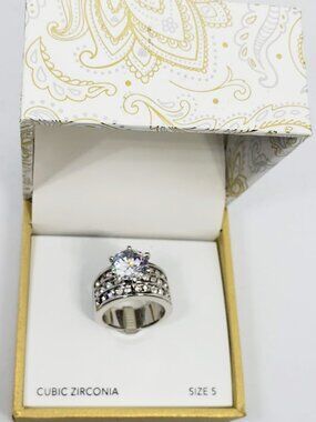 NWT Charter Club Cubic Zirconia triple row ring, sz 5